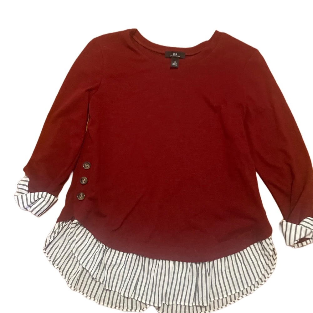 Women’s Blouse With Stripe Trimming and Buttons